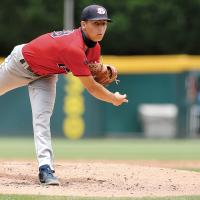 Rhett Kouba throws a pitch