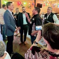 Matt Pinnell listens as Nic Coleman makes a point about Route 66
