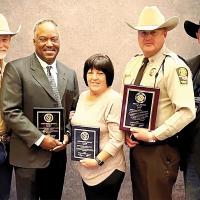 From left, Undersheriff Kevin Ward, Sgt. Maurice James, Lt. Cindy White, Sgt. David Cates and Sheriff Chris West