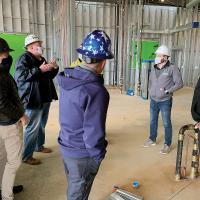 Matt White discusses the progress of the new SSM Health Center during a tour