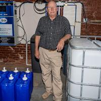 Rick Dahlgren with the machine which is being used to disinfect rooms and buildings