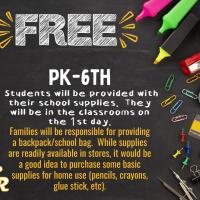 Pre-K thru 6 school supplies graphic