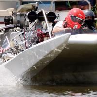 Smokey Freeman sends out a wave of water as he flies off the starting line