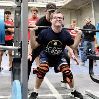 Bradely Chavers pushes up one of his lifts in the squat portion of the championship