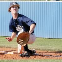 Kolt Glenn tries to knock down a throw to first base