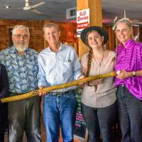 Carved walking stick presented