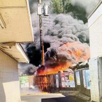 This photo provided by the city shows the fire in question behind Vickie’s C-Store and Rick’s Garage