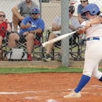 Skylar Morgan connects with a pitch