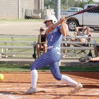 Jaidyn Grandstaff slaps the ball down the third-base line