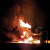 A compressor fire at an oil field location in Union City