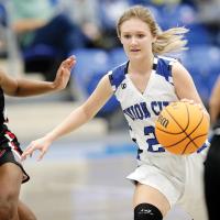 UCHS girls basketball_Woods dribbles