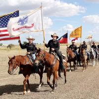 Soldiers and troopers ride two by two