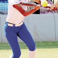 Mariah Ailey connects with a bunt attempt