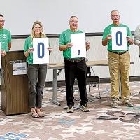 United Way supporters show off this year's goal
