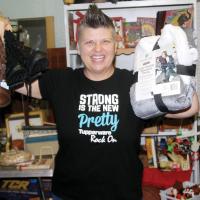 Victoria Lee shows off some of the items she has purchased