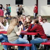 Warner middle school students spend their spare time after lunch outside