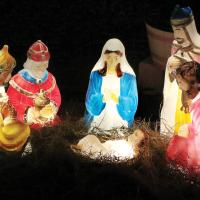 Many El Reno homes decorated for Christmas with displays such as this nativity