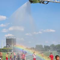 The ERFD brought out its ladder truck and sprayed the campers with a wall of water