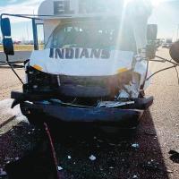 The damage to the El Reno Public Schools mini-bus