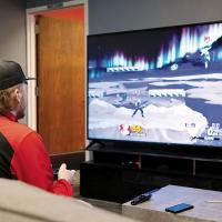 Keagin Fernandez gets in some gaming practice