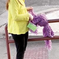 Atley Walker checks out one of the scarves