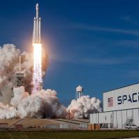 A SpaceX rocket blasts off
