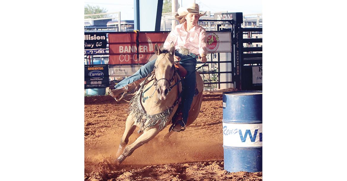 Jaden Smith leans hard into the third turn in the barrel race_slideshow