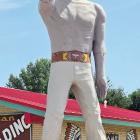 This June photo shows the statue in front of a business