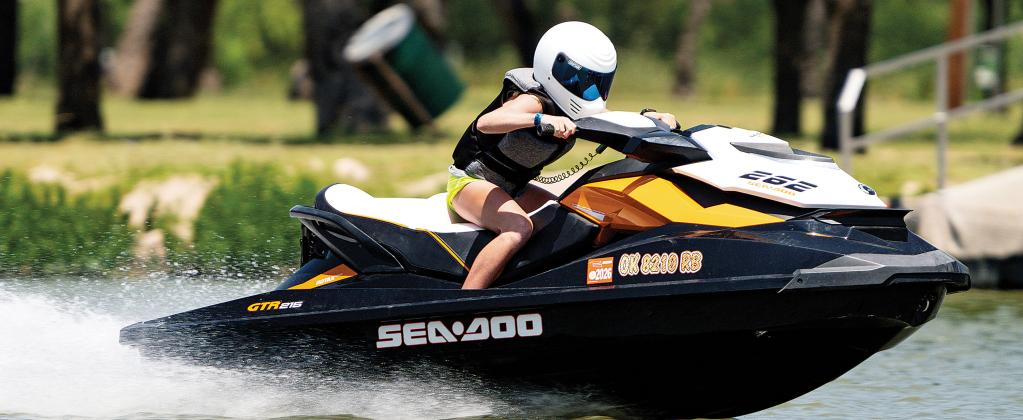 Radley Miller flies across the water on her new ride for the 2023 season