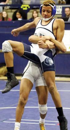 EHS wrestling_Perkins tries to kick out