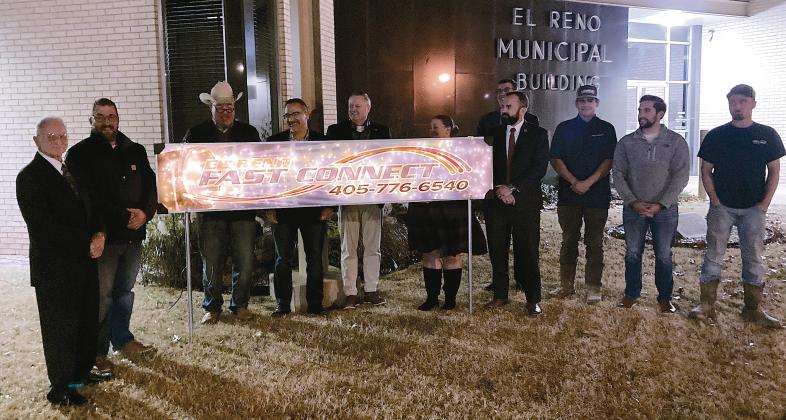 City leaders flipped the switch on a lighted sign celebrating the construction of the El Reno Fast Connect Internet service
