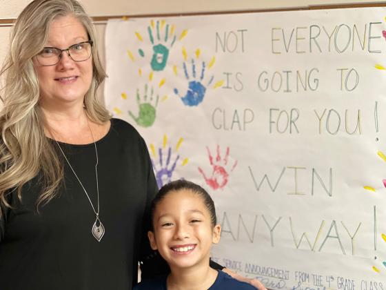 Riverside fourth-grade teacher Melissa Sparks with Nahla Cabrera
