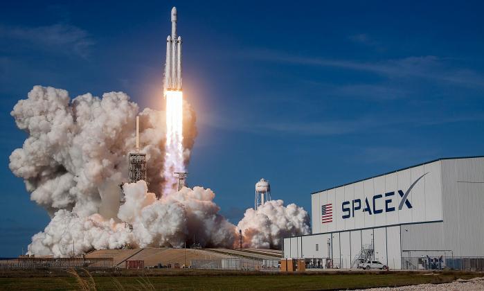 A SpaceX rocket blasts off