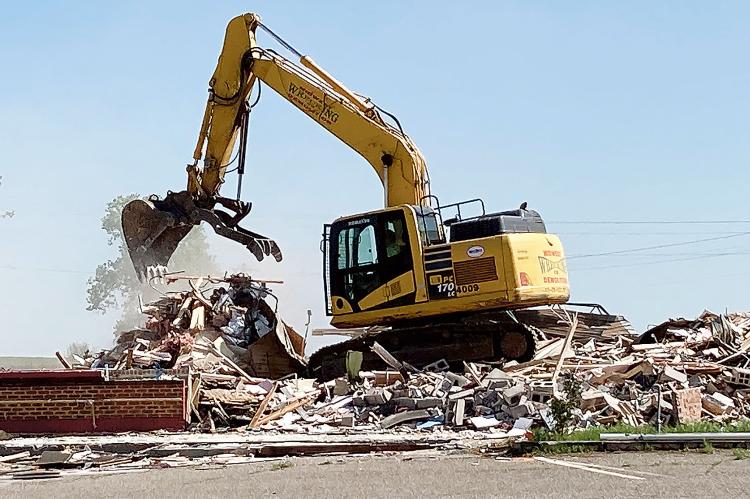 Demolition crews took down the old Denny’s Restaurant