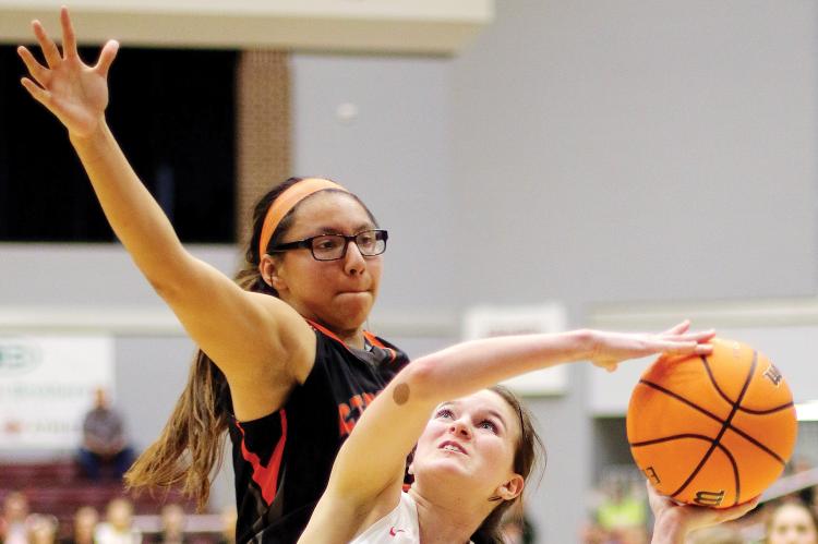 CHS girls basketball_Myers shoots a first-half layup attempt