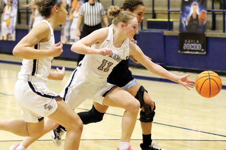 EHS girls basketball_Holsted chases a loose ball