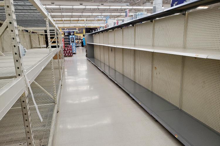 Empty Walmart shelves