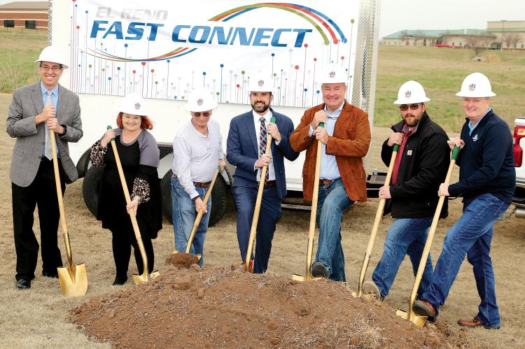 City officials turn the dirt for the groundbreaking of El Reno Fast Connect