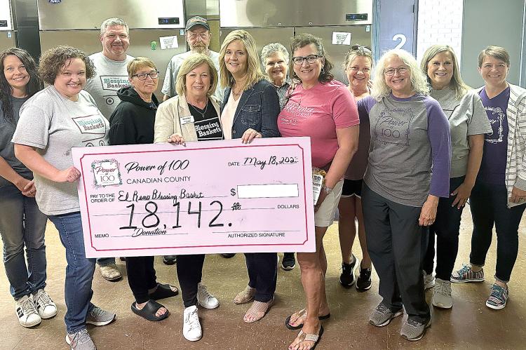 The Power of 100 made a donation of more than $18,000 to El Reno’s Blessing Baskets