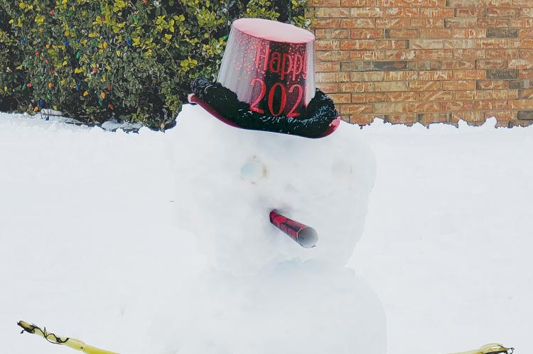 This snowman was made from the nearly 8 inches of snow that fell on the city