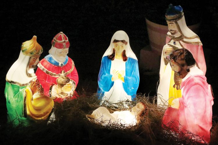Many El Reno homes decorated for Christmas with displays such as this nativity